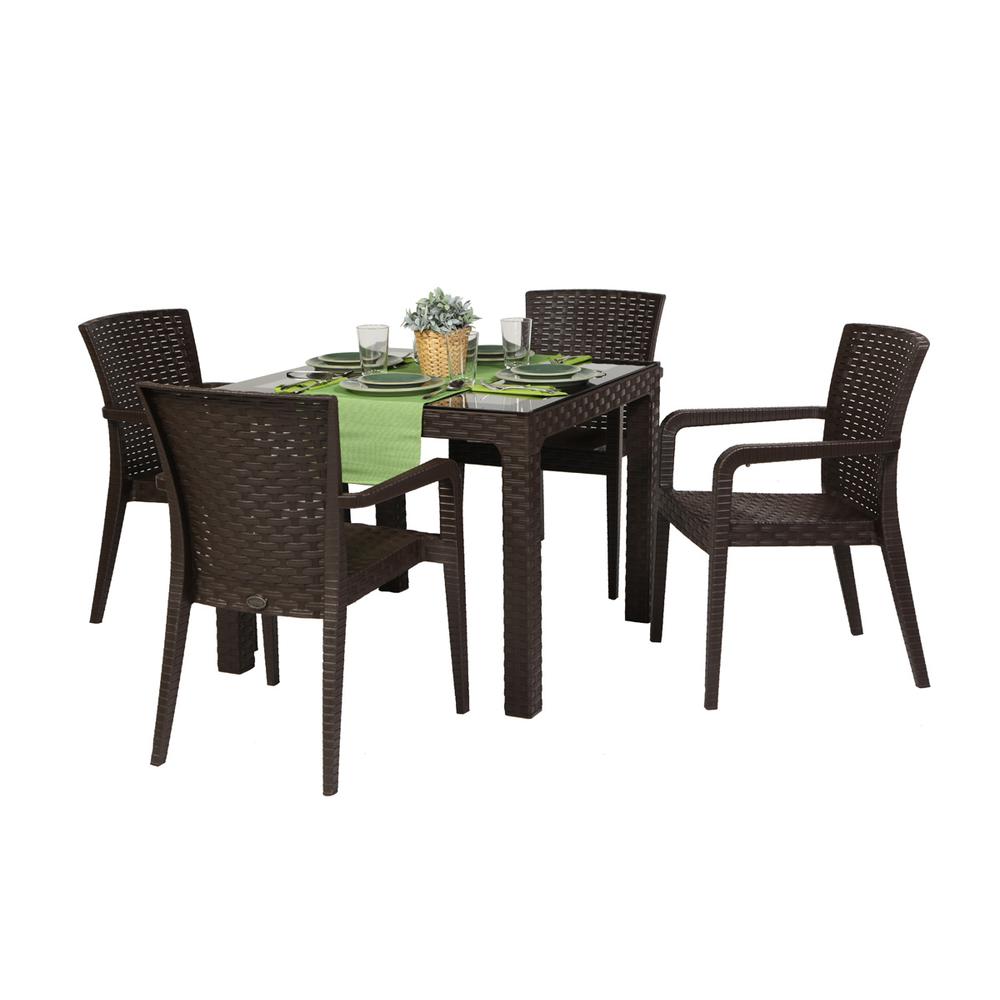 Alberta 5-Piece Dining Set-Brown. Picture 1