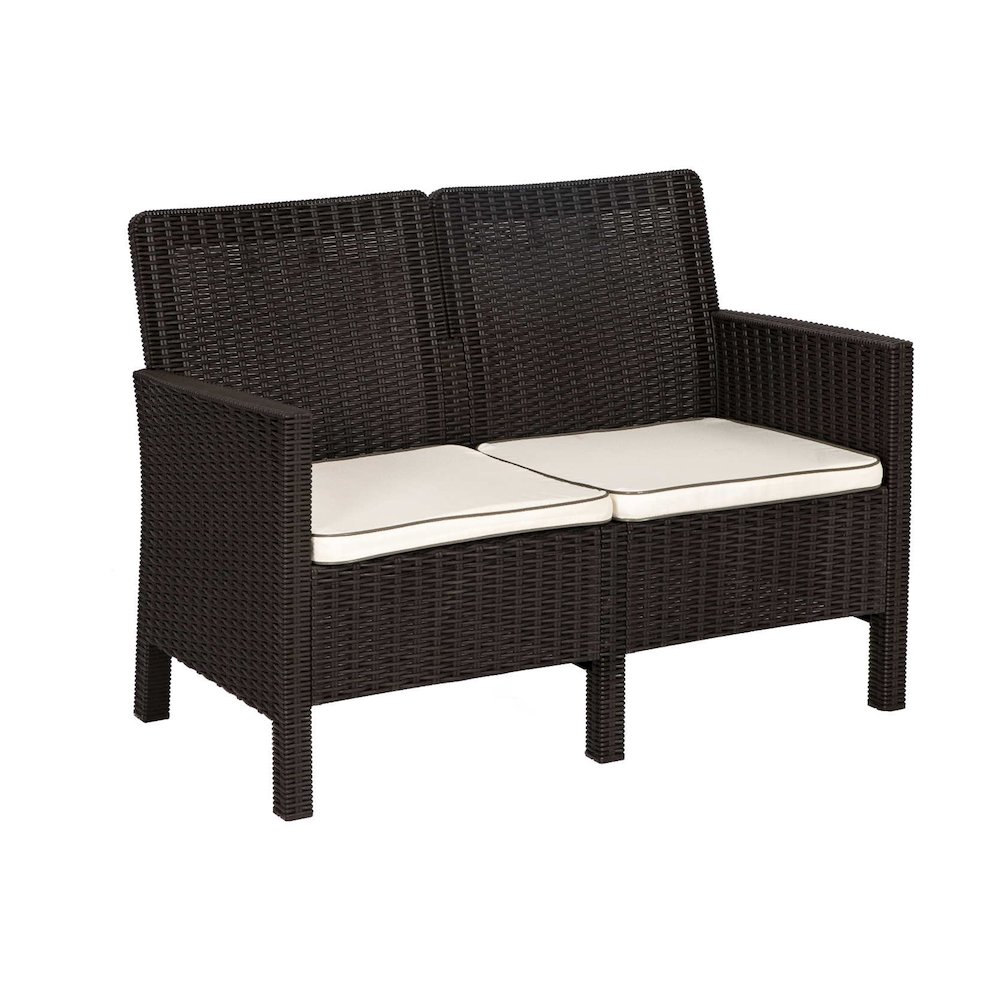 Nova 4-Piece Settee Set with Loveseat and Cushions-Brown. Picture 1