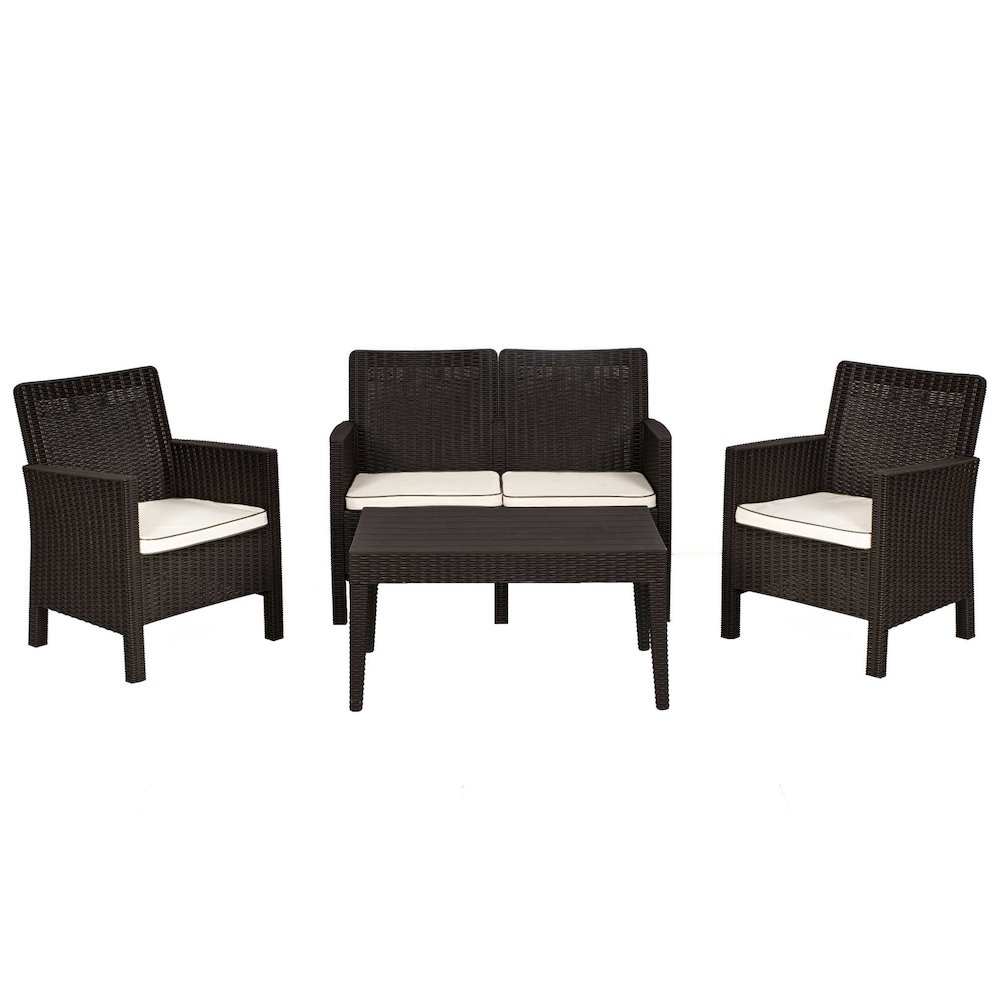 Nova 4-Piece Settee Set with Loveseat and Cushions-Brown. Picture 4