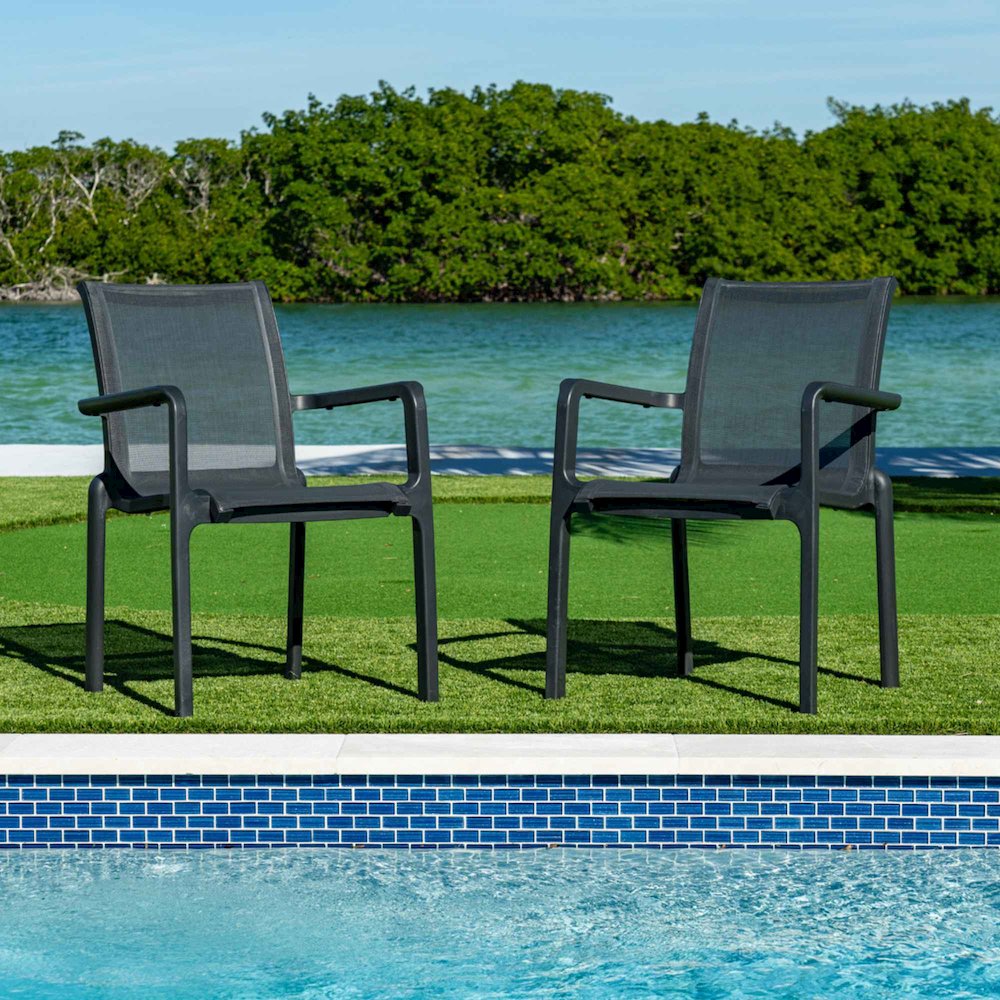 Paris Set of 2 Sling Armchairs - Anthracite. Picture 2