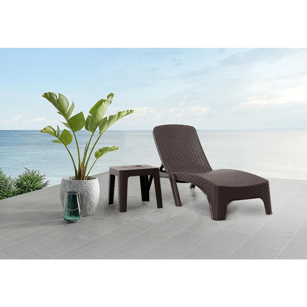 Roma Set of 2 Chaise Lounger-Brown. Picture 5
