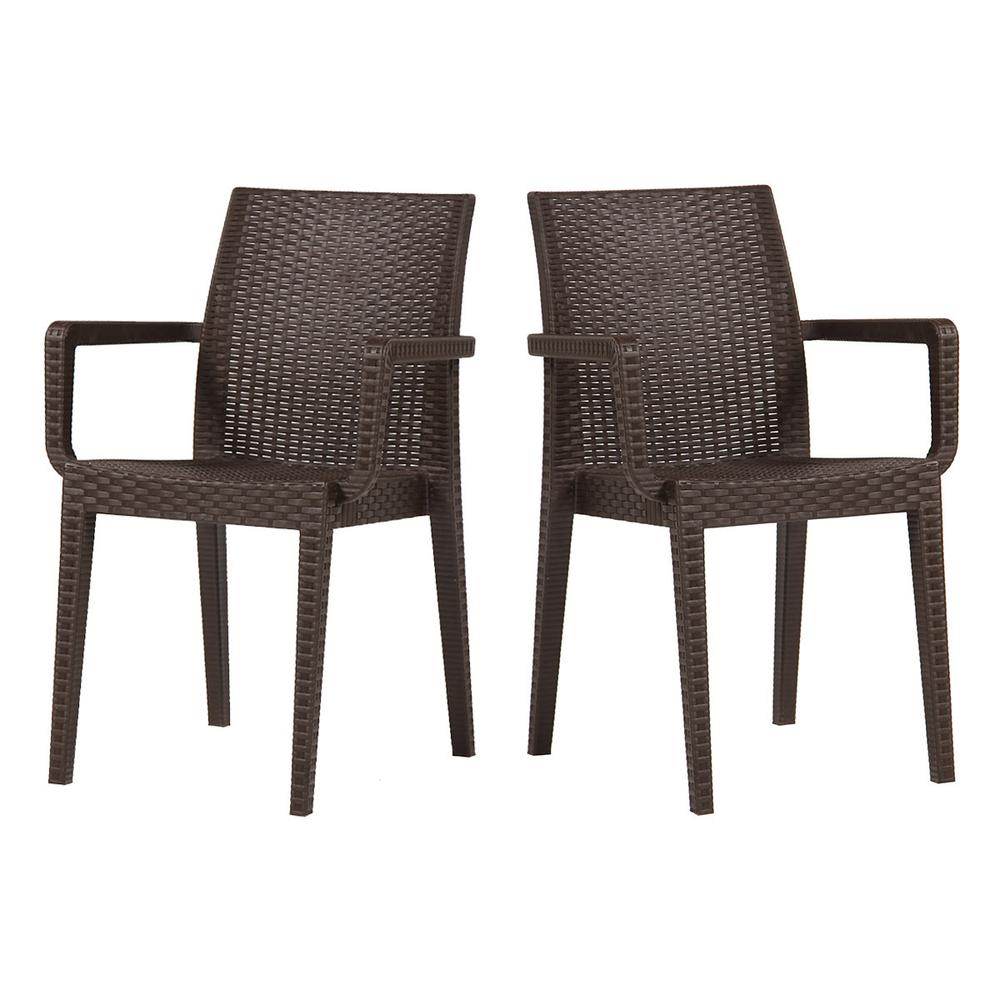 Siena Set of 4 Stackable Armchair-Brown. Picture 1