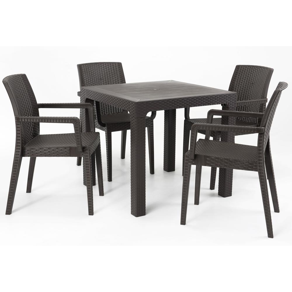 Siena 5-Piece Dining Set-Brown. Picture 1