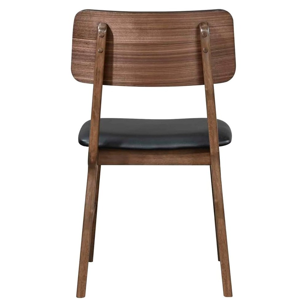 Thea Wood Back Side Chair with Black Seat (Set of 2), Walnut. Picture 5