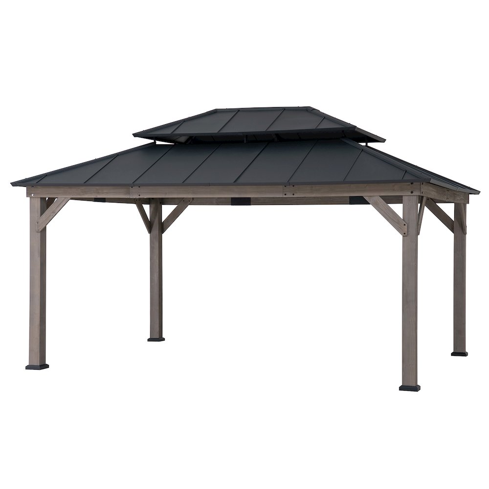 Sunjoy 12x16 ft. Wood Outdoor Patio Steel Hardtop Gazebo. Picture 1