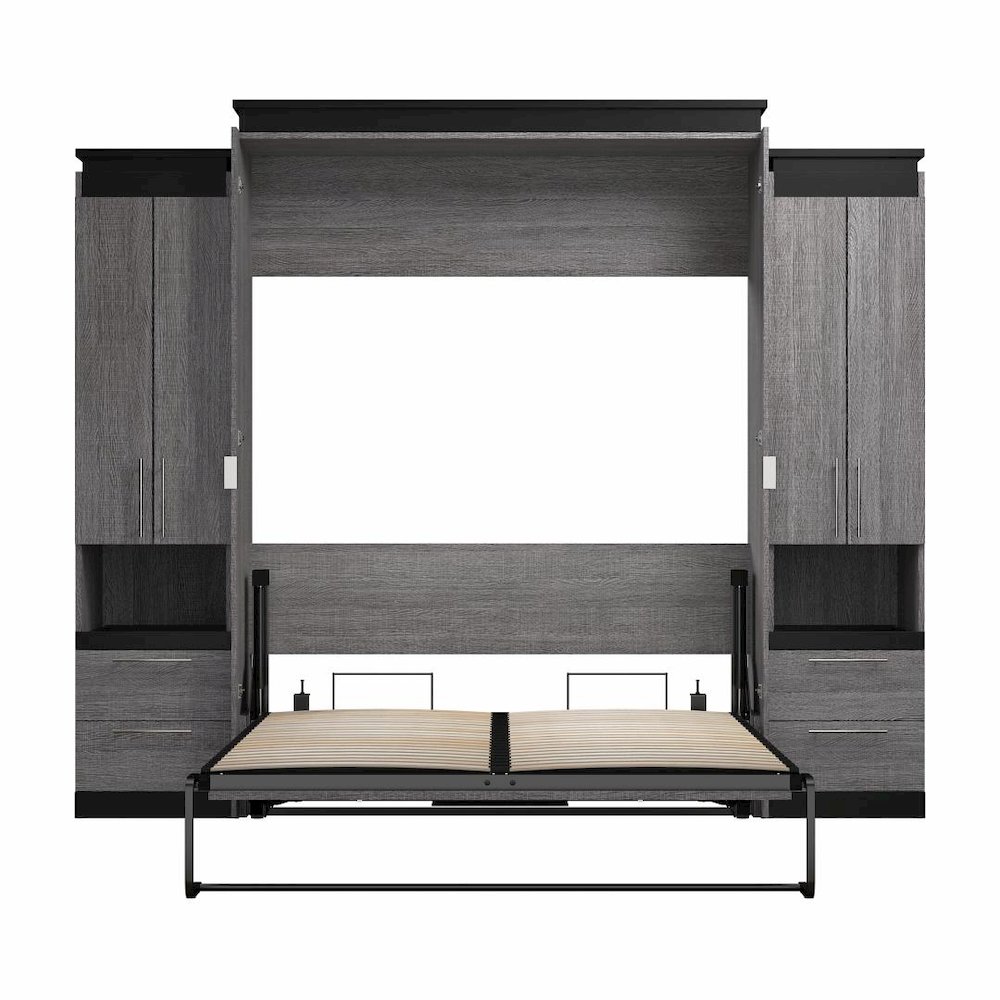 Orion Queen Murphy Bed with Storage Cabinets and Pull-Out Shelves (106W). Picture 3