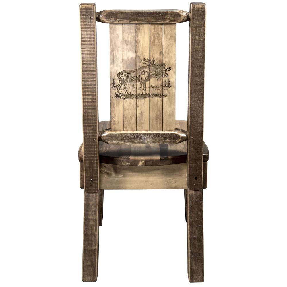 Homestead Collection Side Chair w/ Laser Engraved Moose Design, Stain & Lacquer Finish. Picture 2