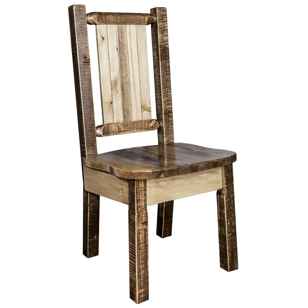 Homestead Collection Side Chair w/ Laser Engraved Moose Design, Stain & Lacquer Finish. Picture 3