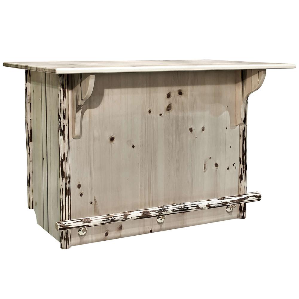Montana Collection Deluxe Bar with Foot Rail, Clear Lacquer Finish. Picture 2