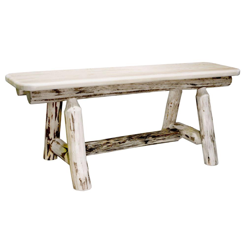 Montana Collection Plank Style Bench, Clear Lacquer Finish, 45 Inch. Picture 1