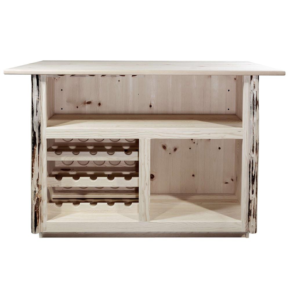 Montana Collection Deluxe Bar with Foot Rail, Clear Lacquer Finish. Picture 1