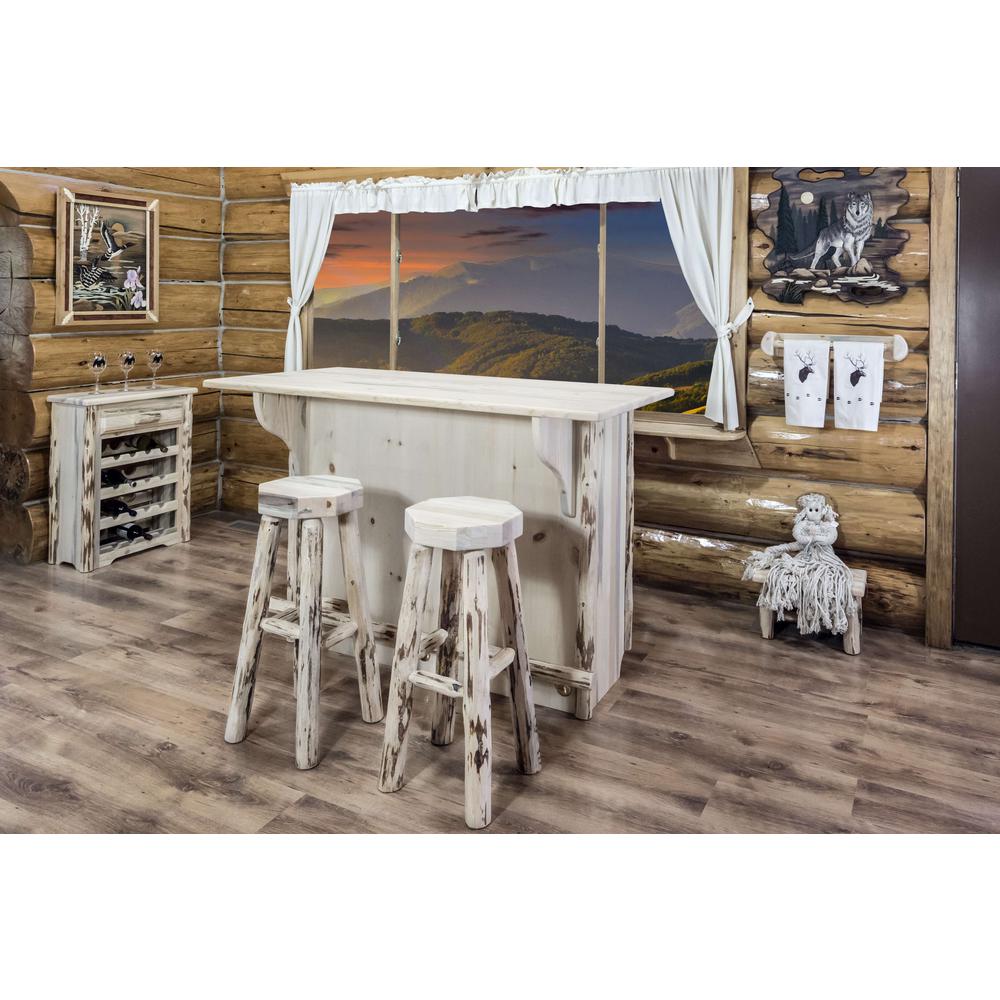 Montana Collection Deluxe Bar with Foot Rail, Clear Lacquer Finish. Picture 4