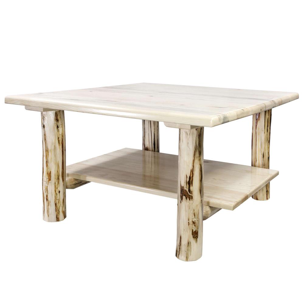 Montana Collection Cocktail Table w/ Shelf, Clear Lacquer Finish. Picture 2