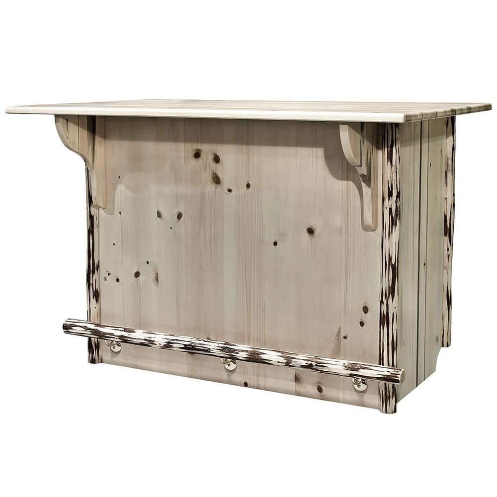 Montana Collection Deluxe Bar with Foot Rail, Clear Lacquer Finish. Picture 3