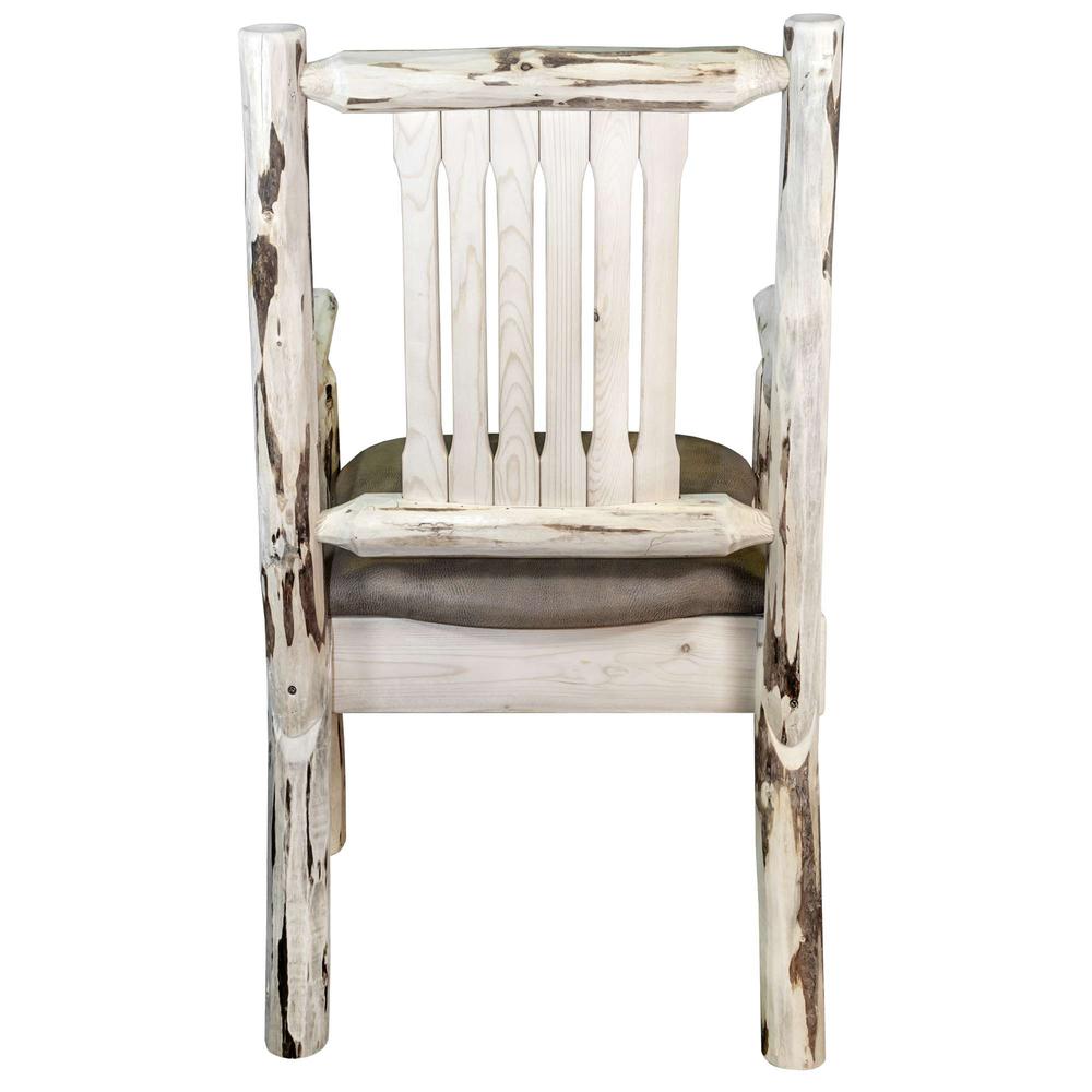 Montana Collection Captain's Chair, Clear Lacquer Finish w/ Upholstered Seat, Buckskin Pattern. Picture 5