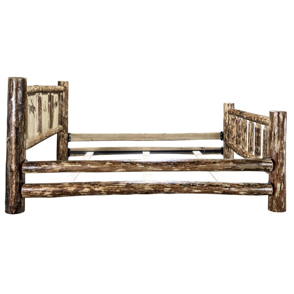 Glacier Country Collection Queen Bed w/ Laser Engraved Bronc Design. Picture 8