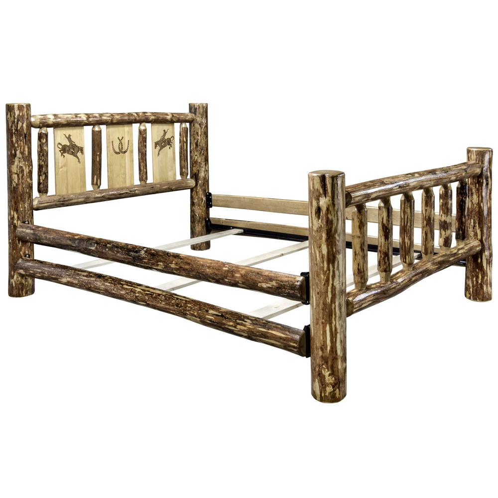 Glacier Country Collection Queen Bed w/ Laser Engraved Bronc Design. Picture 5