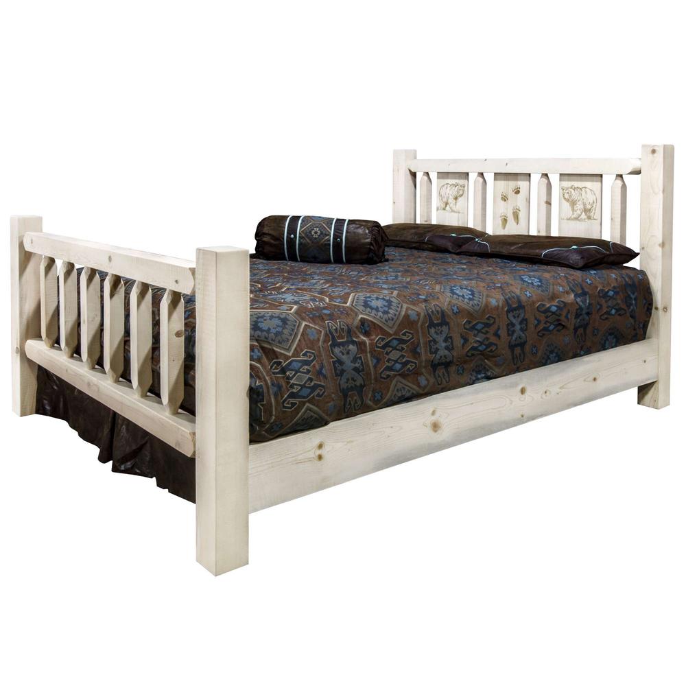 Homestead Collection Full Bed w/ Laser Engraved Bear Design, Ready to Finish. Picture 3