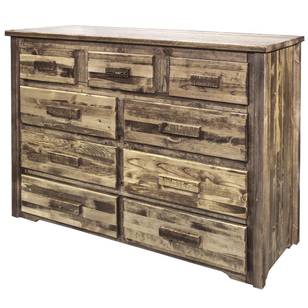 Homestead Collection 9 Drawer Dresser, Stain & Clear Lacquer Finish. Picture 3