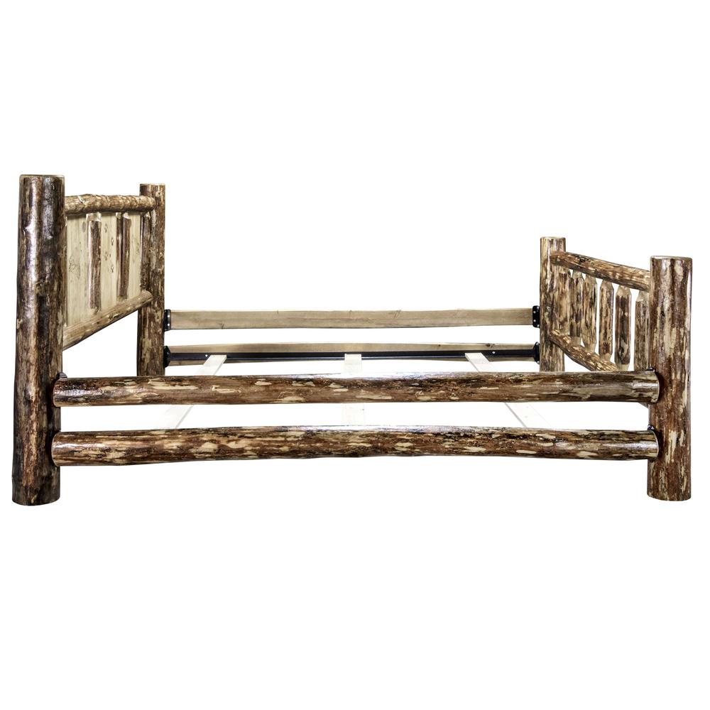 Glacier Country Collection California King Bed w/ Laser Engraved Wolf Design. Picture 8