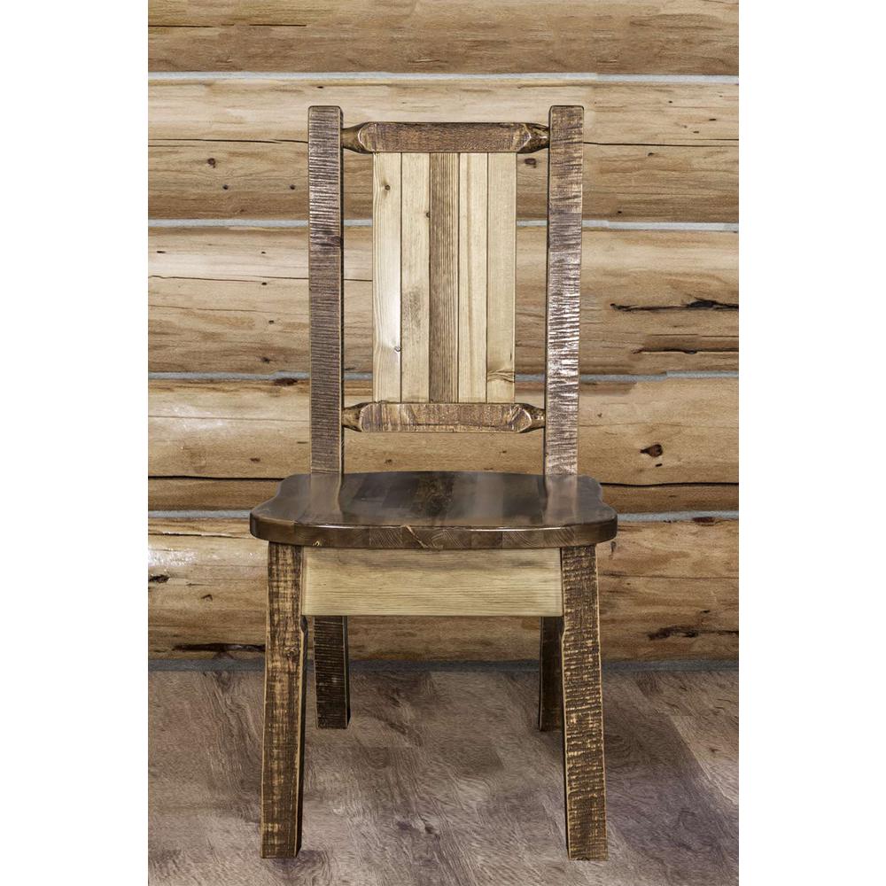 Homestead Collection Side Chair w/ Laser Engraved Moose Design, Stain & Lacquer Finish. Picture 9