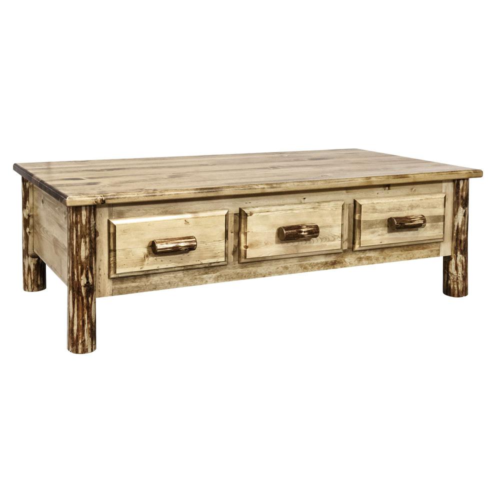 Glacier Country Collection Large Coffee Table w/ 6 Drawers. Picture 1