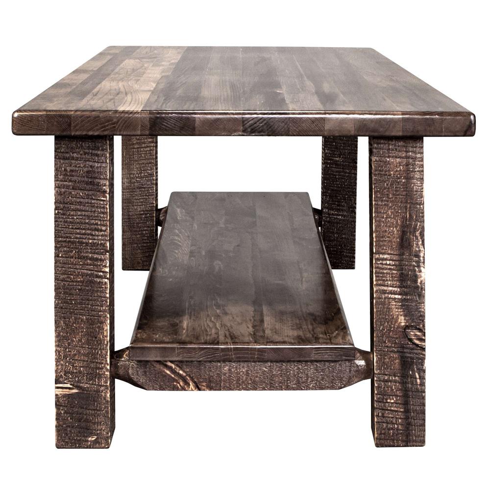 Homestead Collection Coffee Table w/ Shelf, Stain & Clear Lacquer Finish. Picture 4