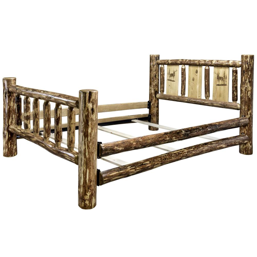 Glacier Country Collection Twin Bed w/ Laser Engraved Elk Design. Picture 7