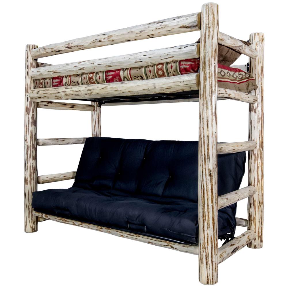 Montana Collection Twin Bunk Bed over Full Futon Frame w/ Mattress. Picture 6