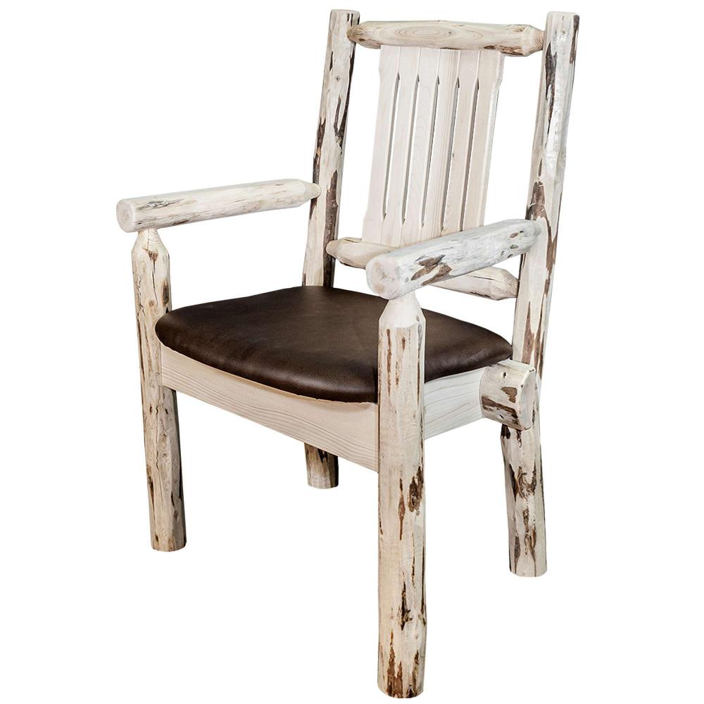 Montana Collection Captain's Chair, Ready to Finish w/ Upholstered Seat, Saddle Pattern. Picture 3