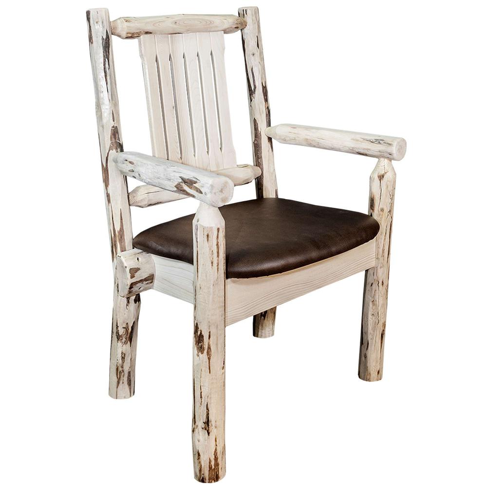 Montana Collection Captain's Chair, Ready to Finish w/ Upholstered Seat, Saddle Pattern. Picture 1