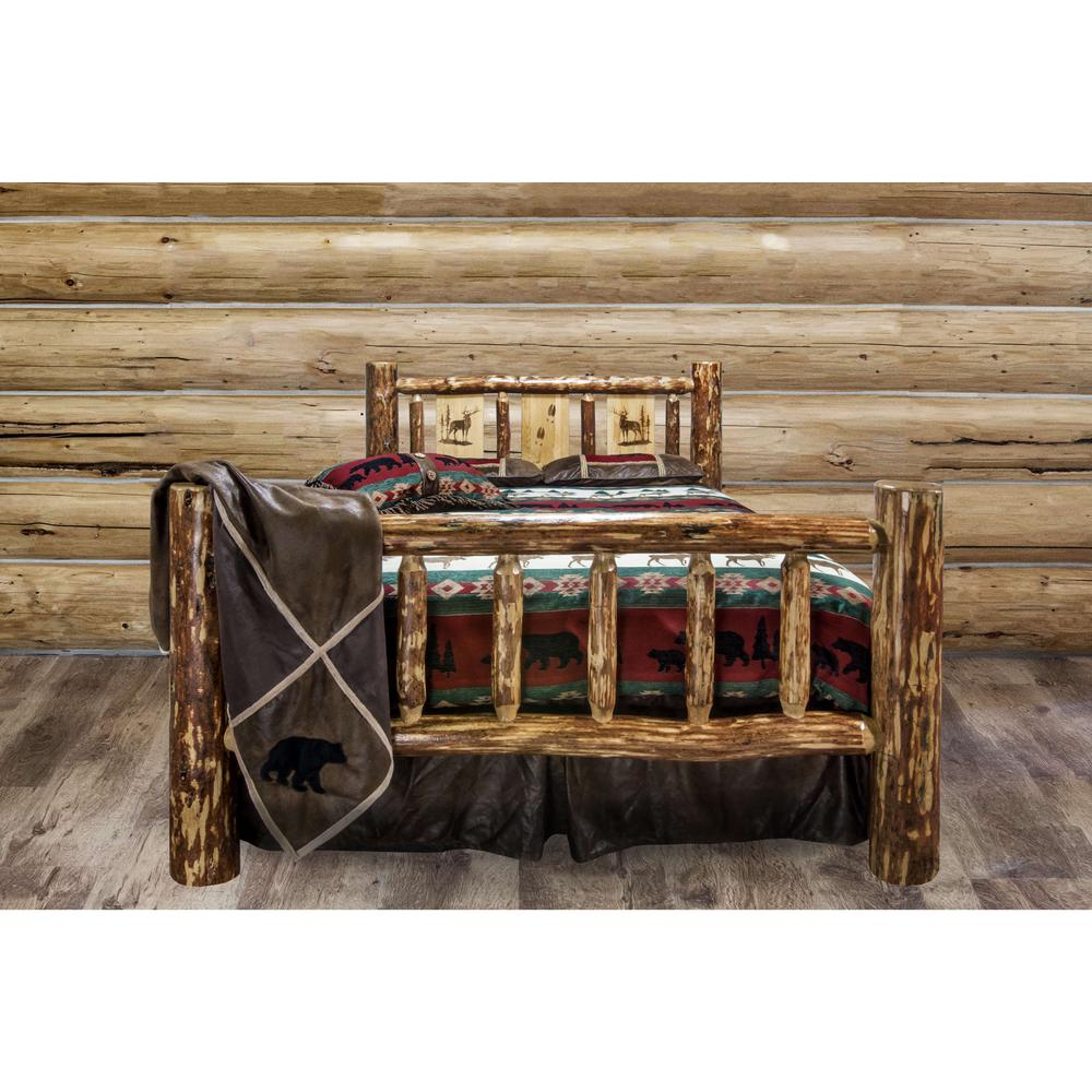 Glacier Country Collection Twin Bed w/ Laser Engraved Elk Design. Picture 10