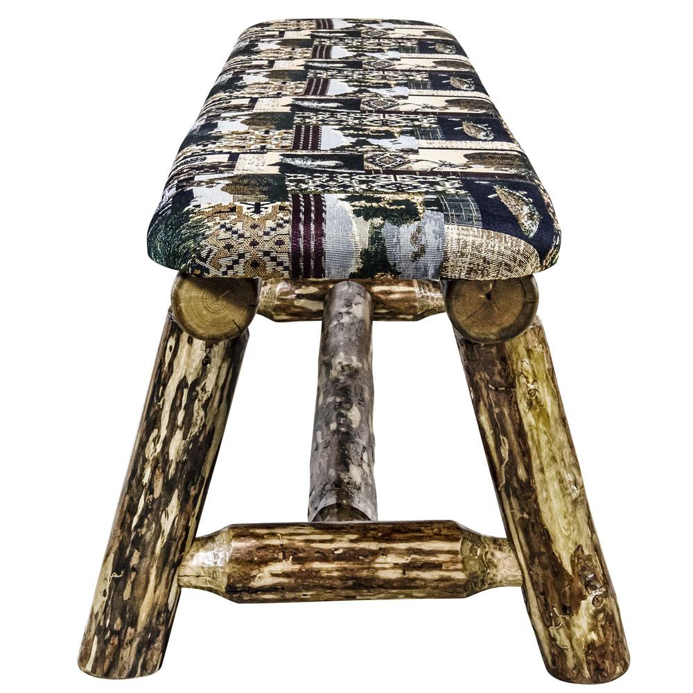 Glacier Country Collection Plank Style Bench, 5 Foot w/ Woodland Upholstery. Picture 4
