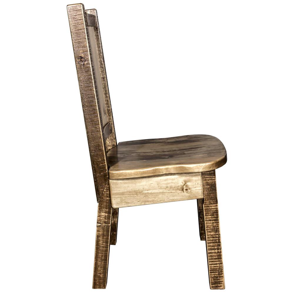 Homestead Collection Side Chair w/ Laser Engraved Moose Design, Stain & Lacquer Finish. Picture 5