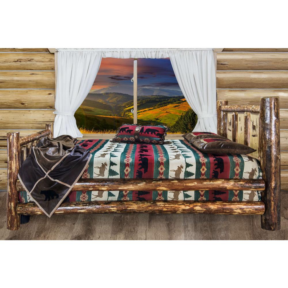 Glacier Country Collection Twin Bed w/ Laser Engraved Elk Design. Picture 11