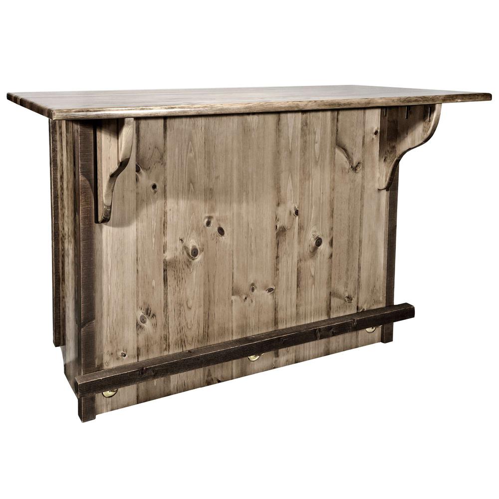Homestead Collection Deluxe Bar with Foot Rail, Stain & Clear Lacquer Finish. Picture 1