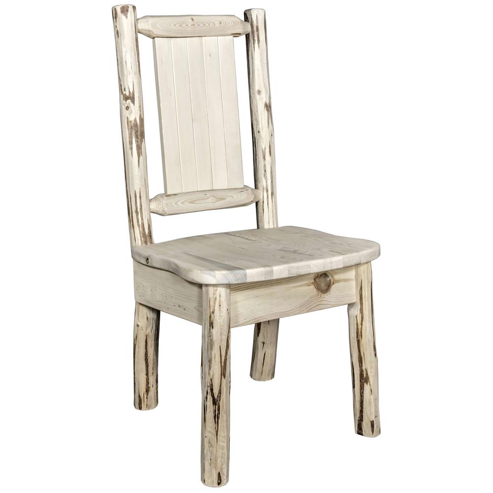 Montana Collection Side Chair w/ Laser Engraved Wolf Design, Ready to Finish. Picture 3