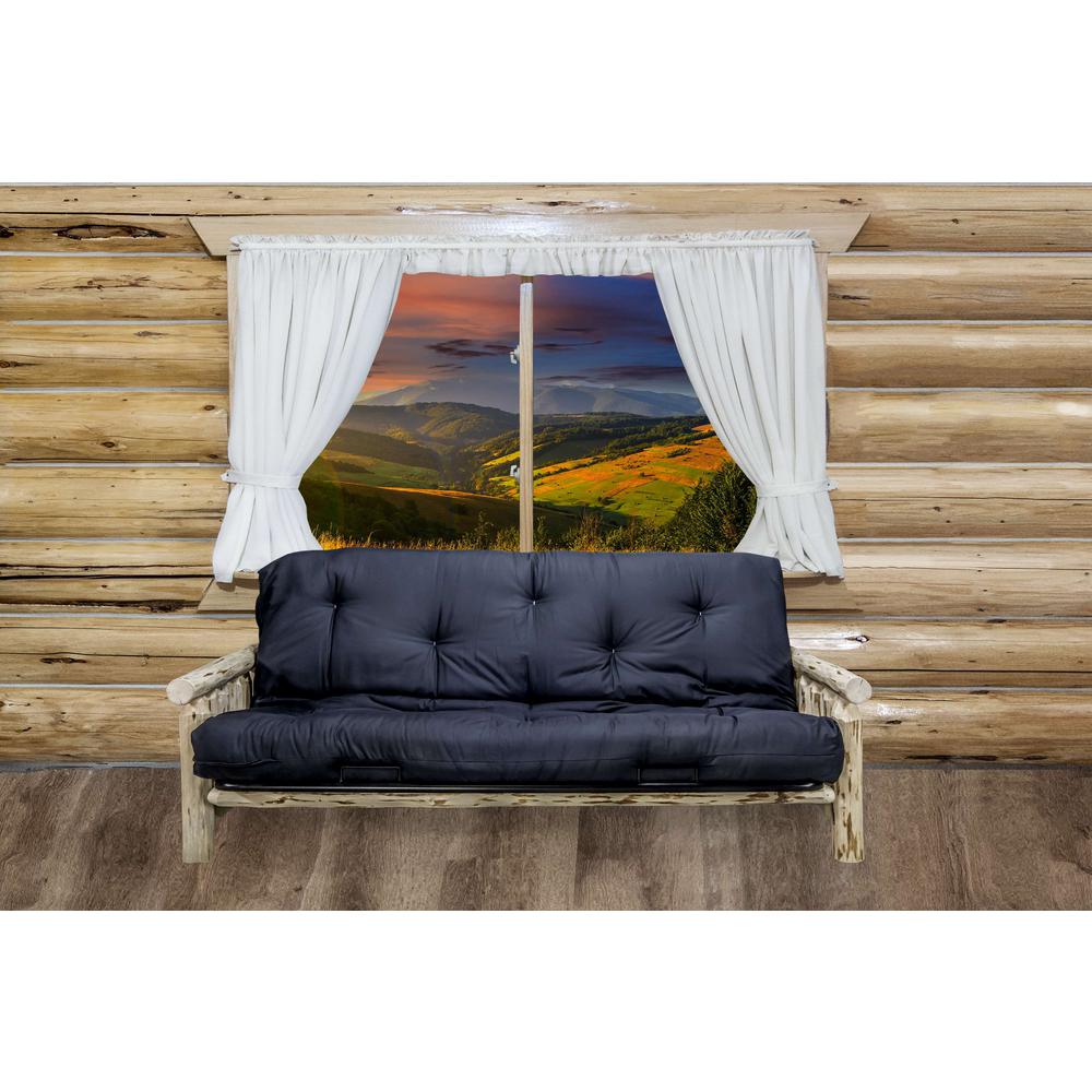 Montana Collection Futon Frame w/ Mattress, Clear Lacquer Finish. Picture 6
