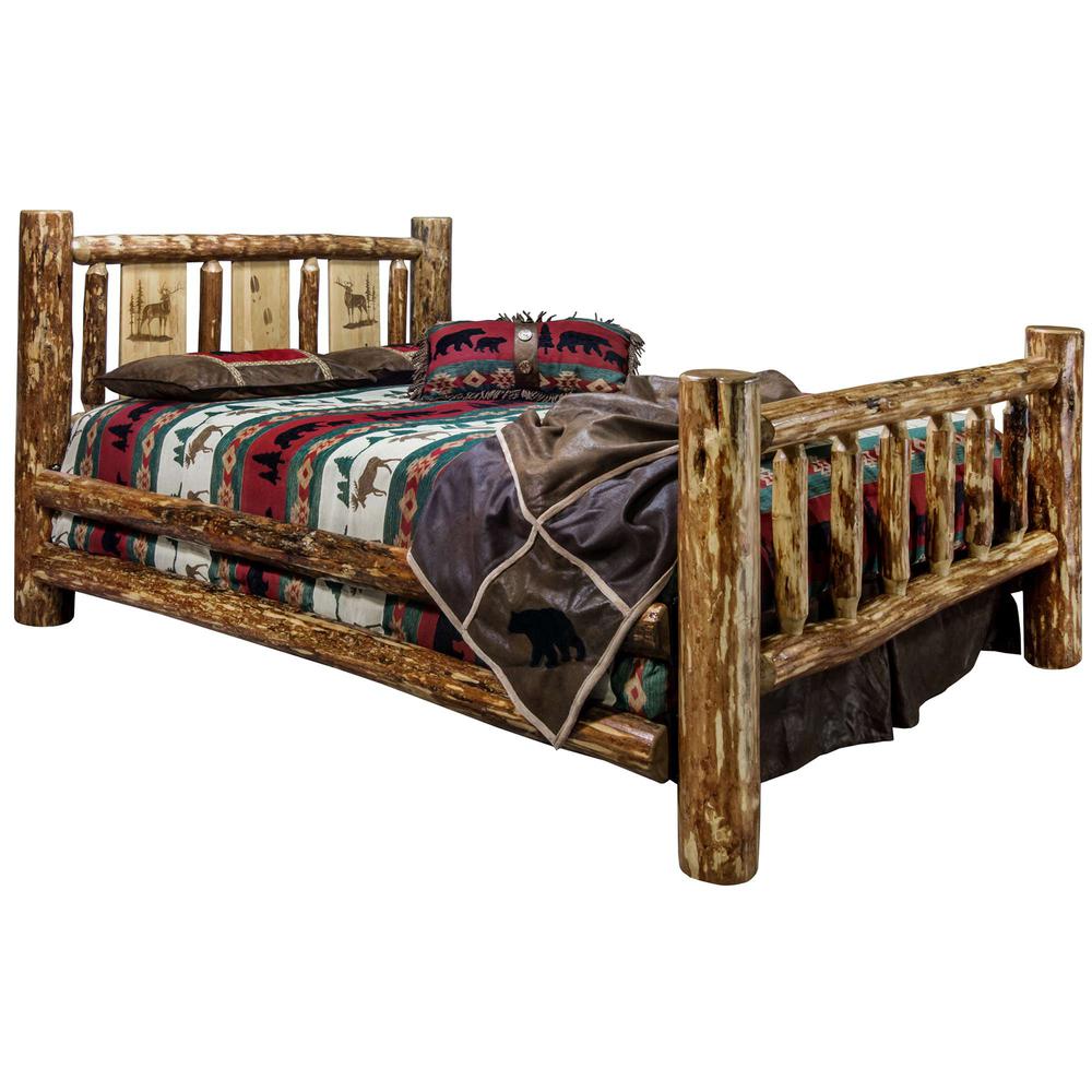 Glacier Country Collection Twin Bed w/ Laser Engraved Elk Design. Picture 3