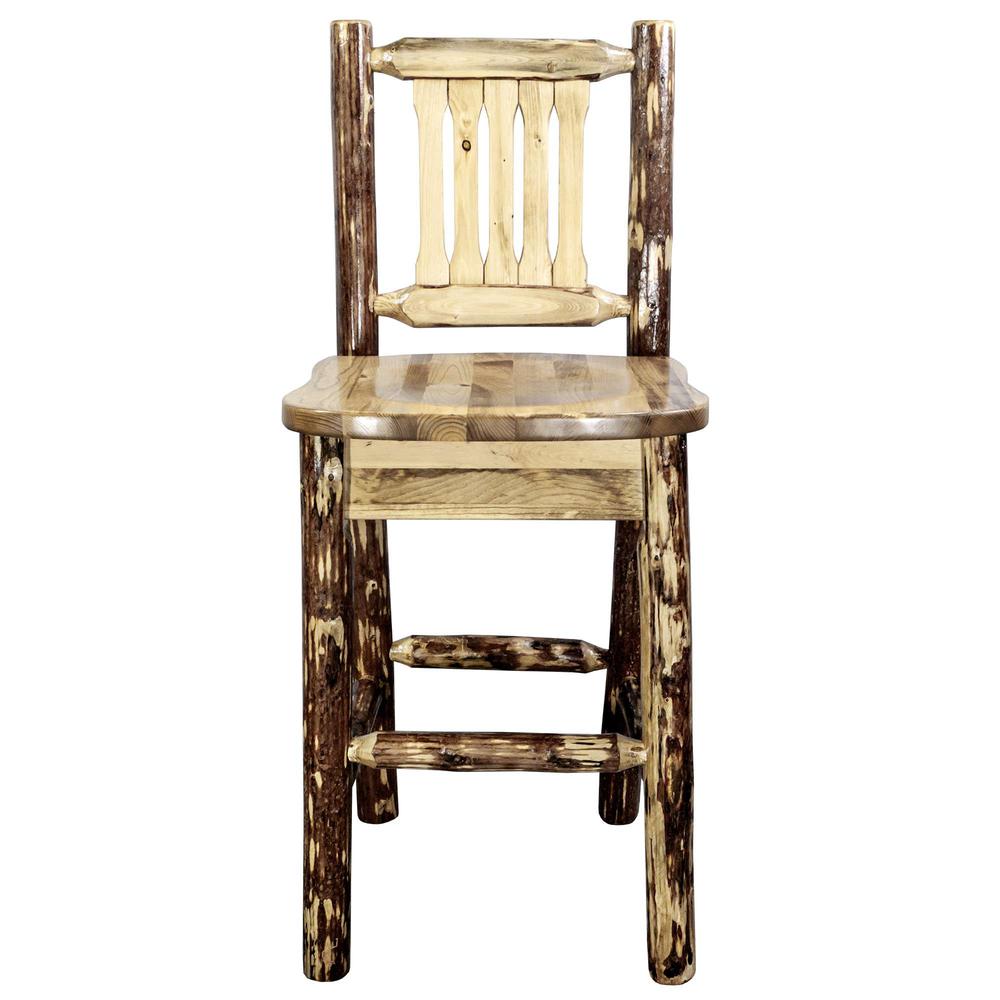 Glacier Country Collection Barstool w/ Back, Ergonomic Wooden Seat. Picture 2