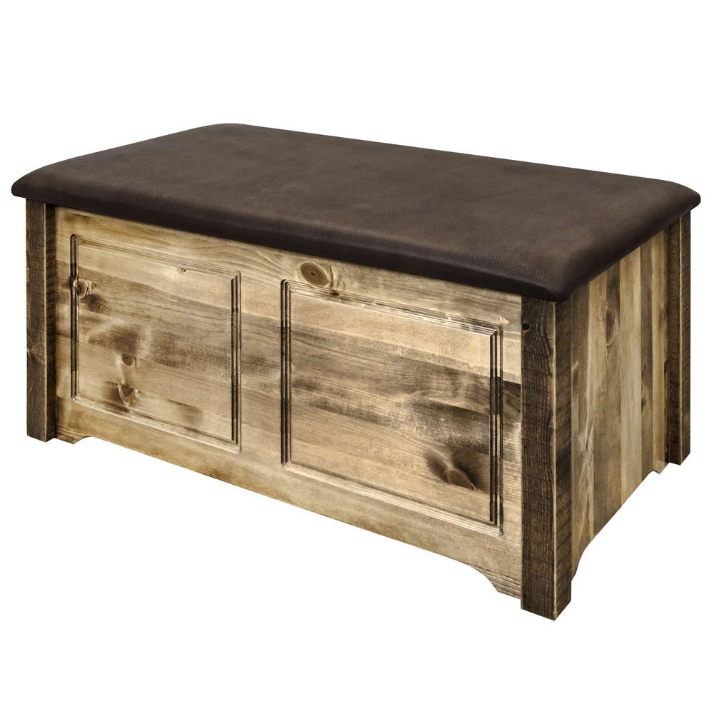 Homestead Collection Small Blanket Chest, Saddle Upholstery, Stain & Lacquer Finish. Picture 3