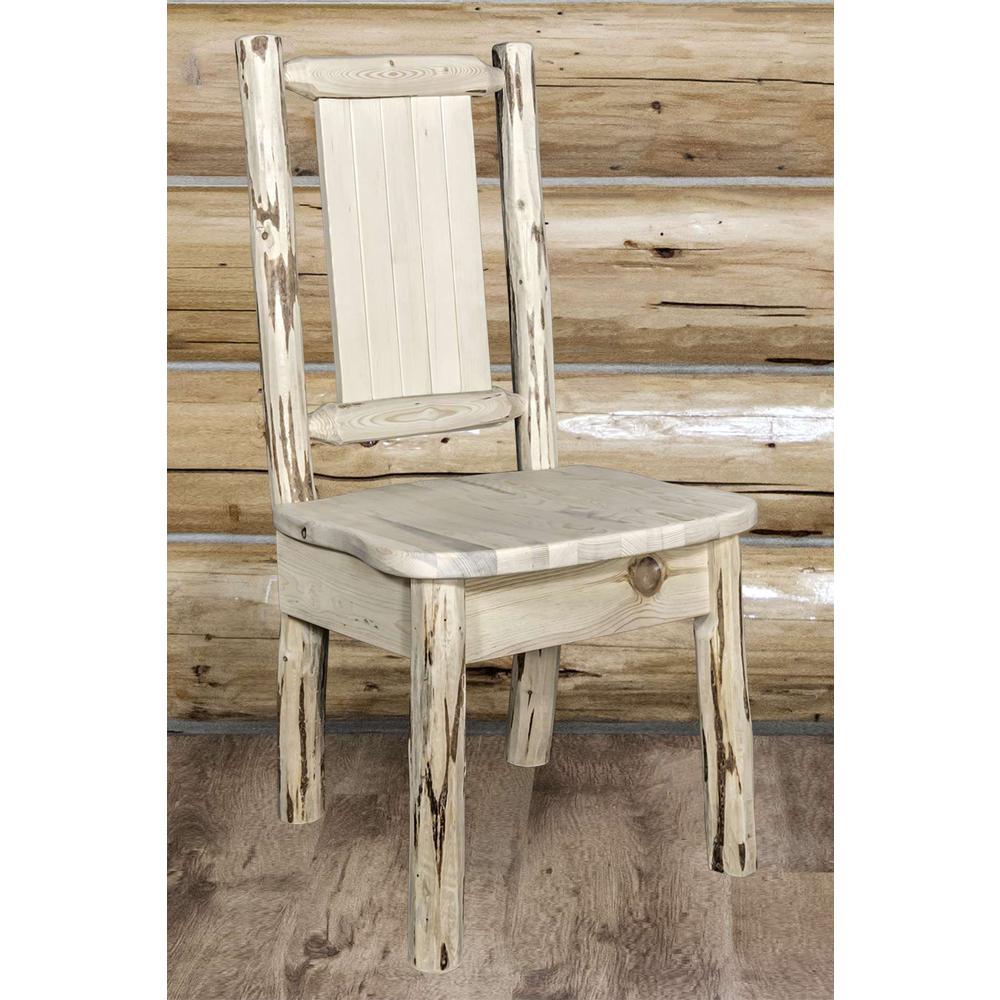Montana Collection Side Chair w/ Laser Engraved Wolf Design, Ready to Finish. Picture 8
