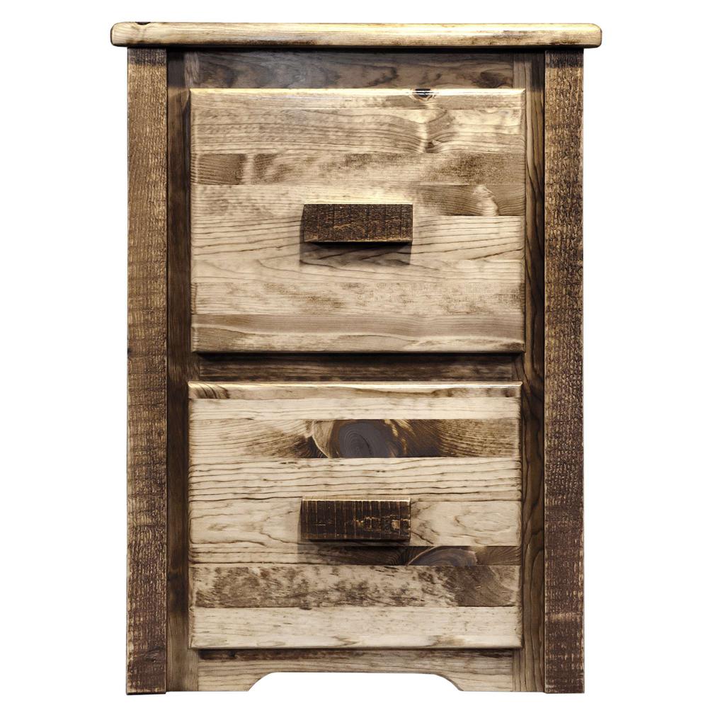 Homestead Collection 2 Drawer File Cabinet, Stain & Clear Lacquer Finish. Picture 2