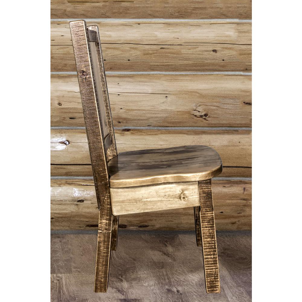 Homestead Collection Side Chair w/ Laser Engraved Moose Design, Stain & Lacquer Finish. Picture 10