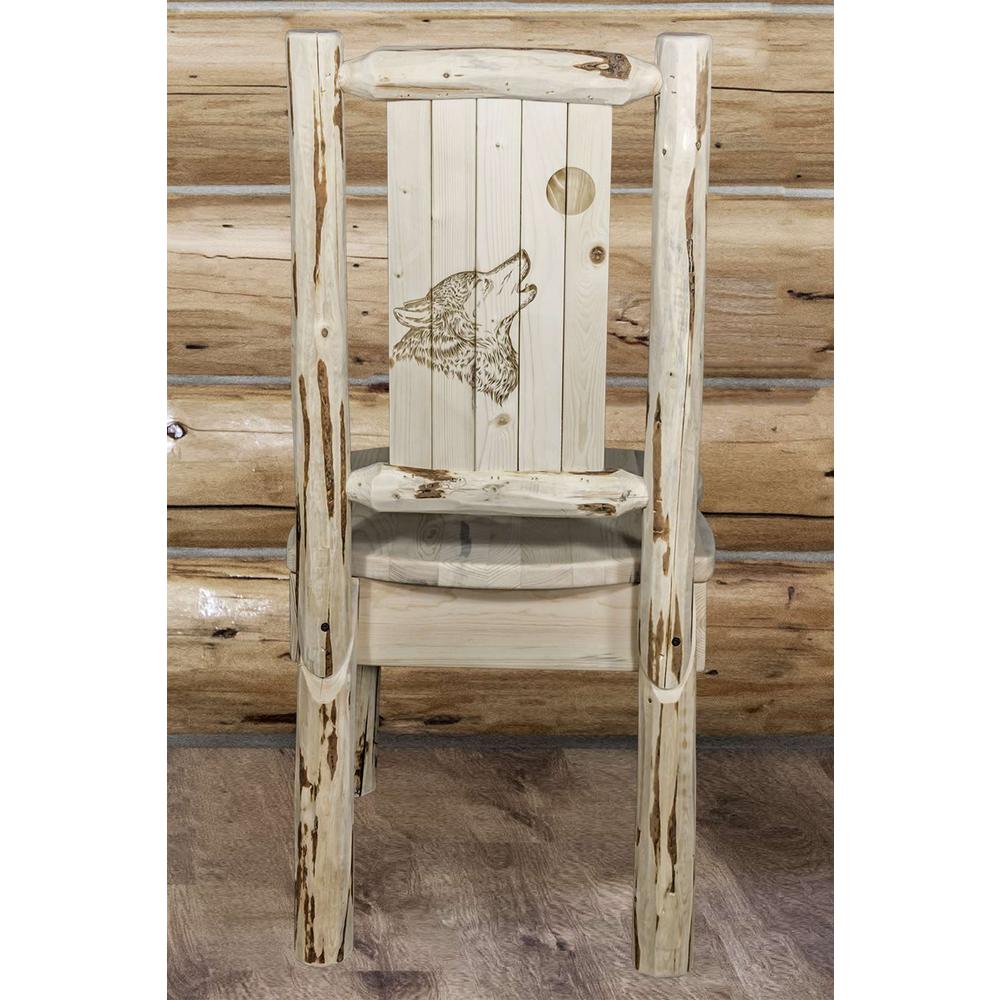 Montana Collection Side Chair w/ Laser Engraved Wolf Design, Ready to Finish. Picture 7