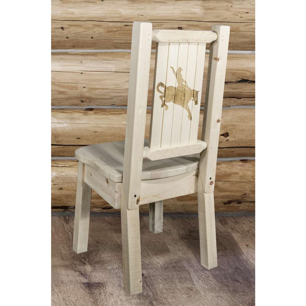 Homestead Collection Side Chair w/ Laser Engraved Bronc Design, Ready to Finish. Picture 6