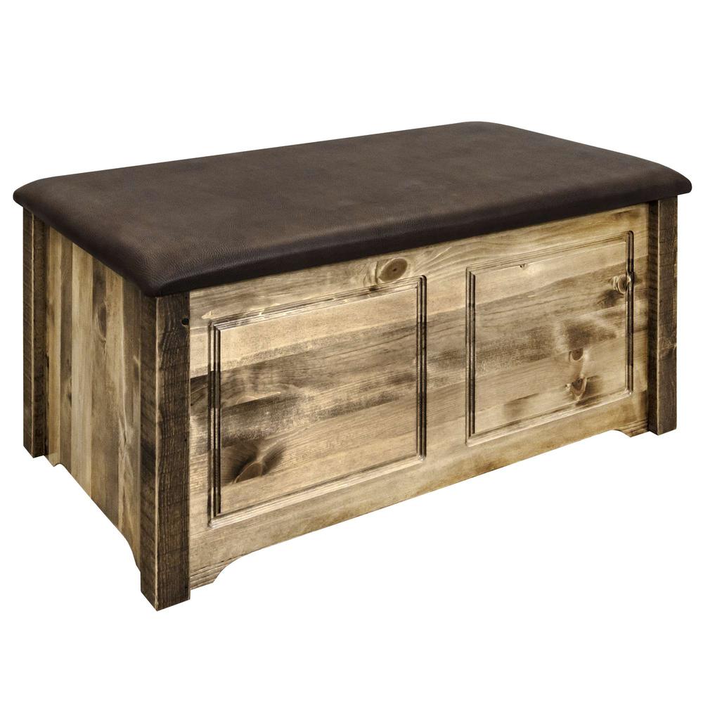 Homestead Collection Small Blanket Chest, Saddle Upholstery, Stain & Lacquer Finish. Picture 1