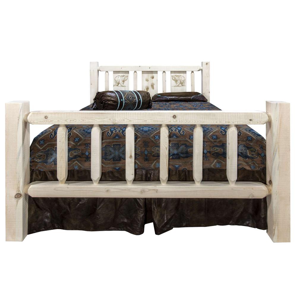 Homestead Collection Full Bed w/ Laser Engraved Bear Design, Ready to Finish. Picture 2