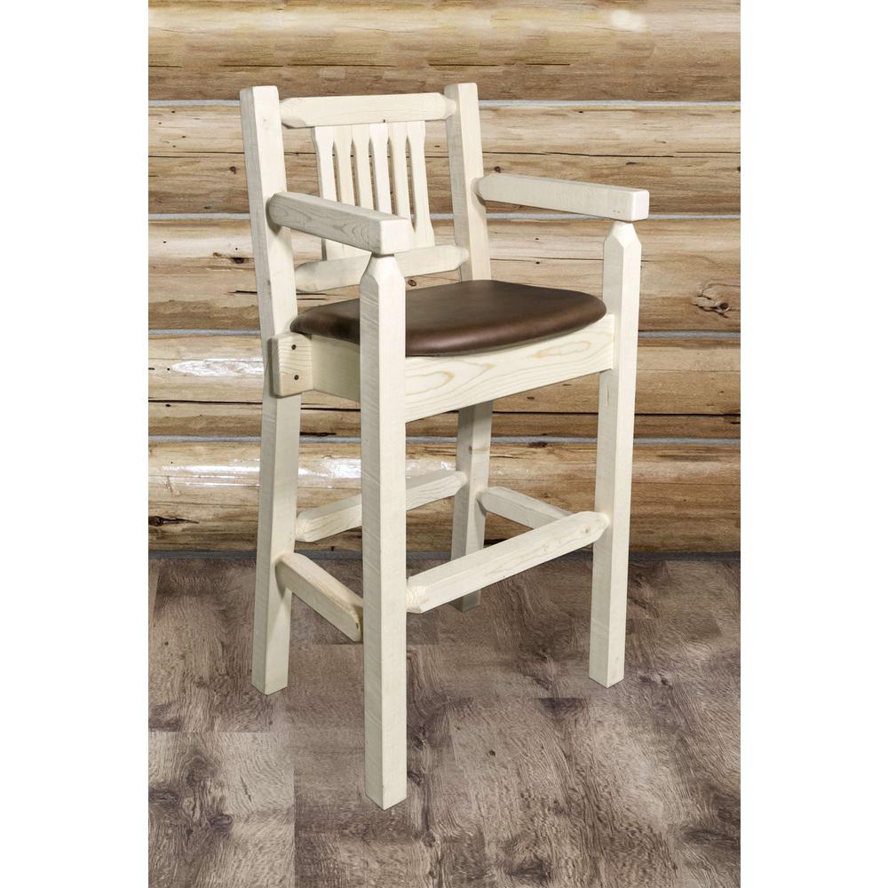 Homestead Collection Captain's Barstool - Saddle Upholstery, Ready to Finish. Picture 3