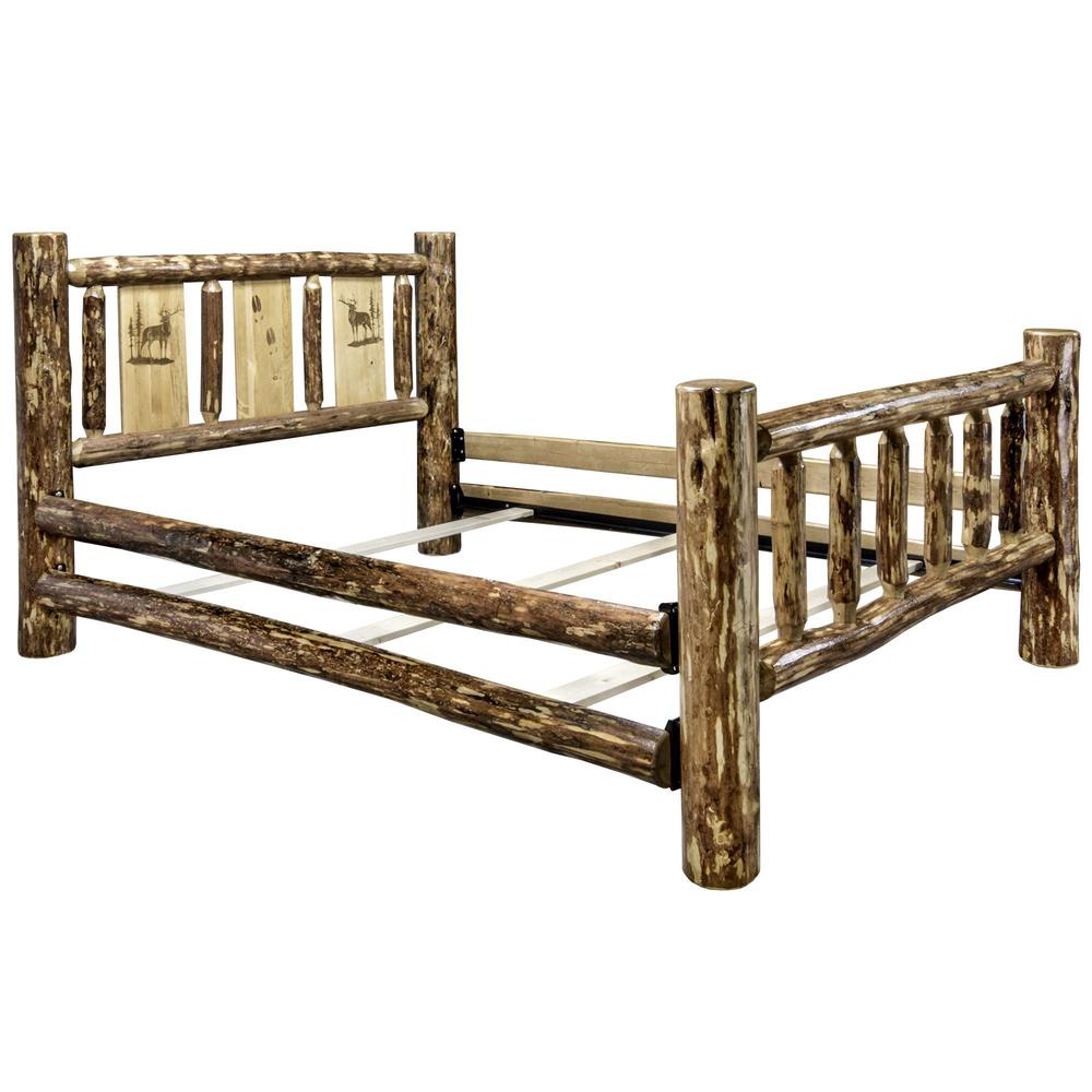 Glacier Country Collection Twin Bed w/ Laser Engraved Elk Design. Picture 5